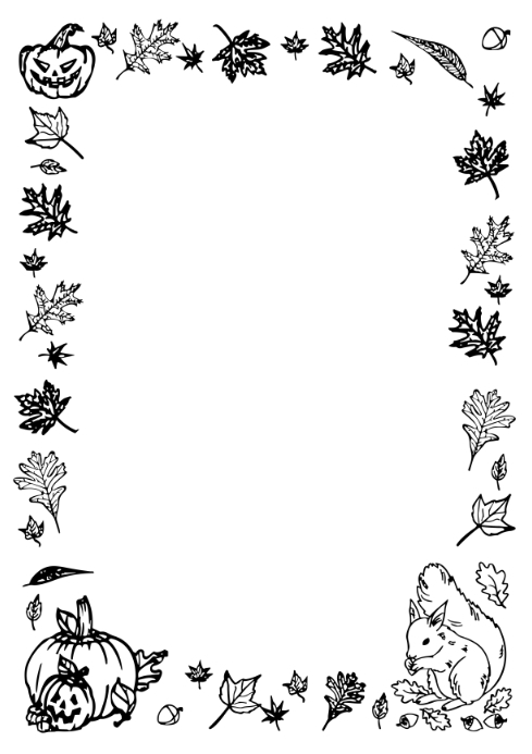 Autumn School Printable Border Black and Whit Template | PosterMyWall