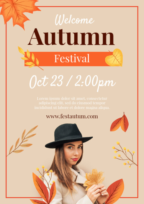 Autumn season poster A5 template