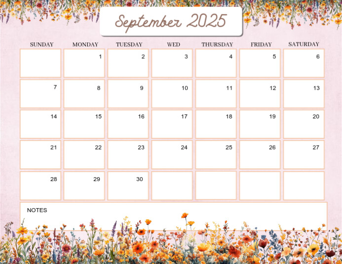September Calendar Header Beach Printable September 2025 Calendar