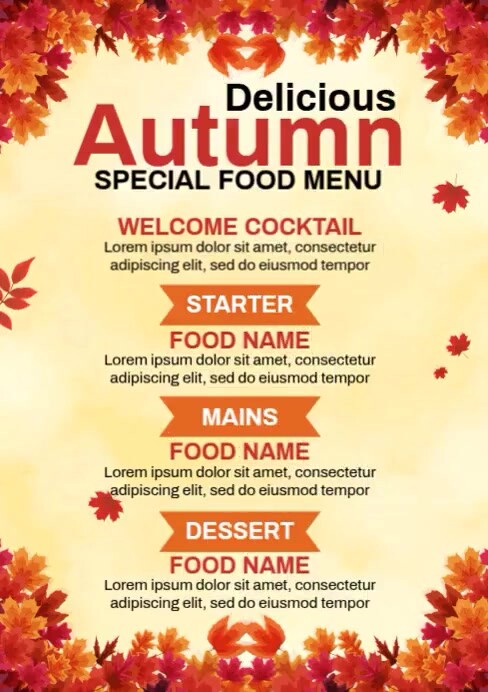 Fall October Menu Picture Autumn Special Food Menu Templat | PosterMyWall