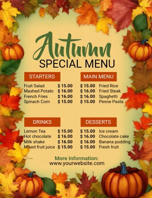 Autumn Special Menu Template | PosterMyWall