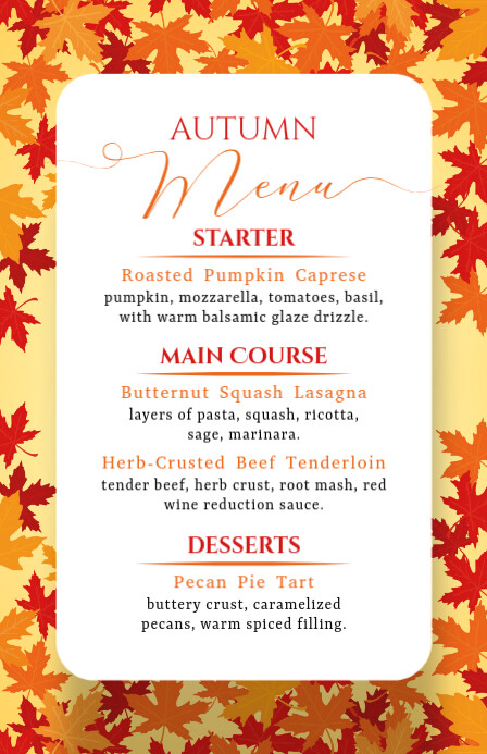 Autumn Special Menu Design Isigamu Sekhasi Ububanzi template