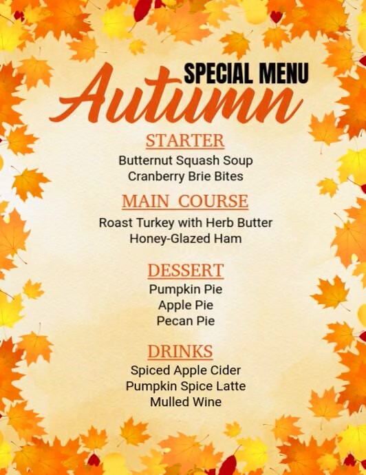 Plantilla de Autumn Special Menu | PosterMyWall