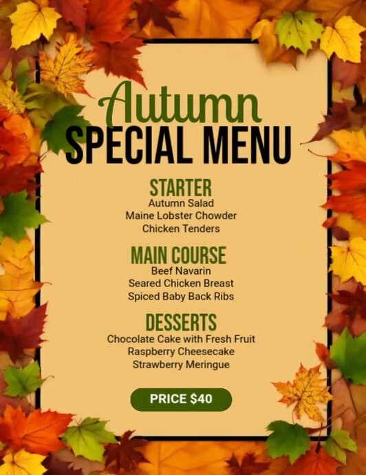 Autumn Special Menu Flyer (US Letter) template
