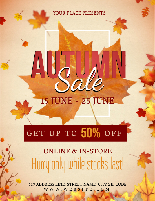 Fall Store Poster AUTUMN STORE SALE Event Flyer Template | PosterMyWall