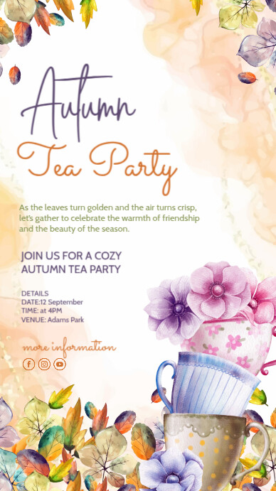 Two Autumn Tea Posts Autumn Tea Party Instagram Story Template | PosterMyWall