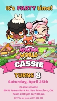 Avatar world game template invitation instragram story