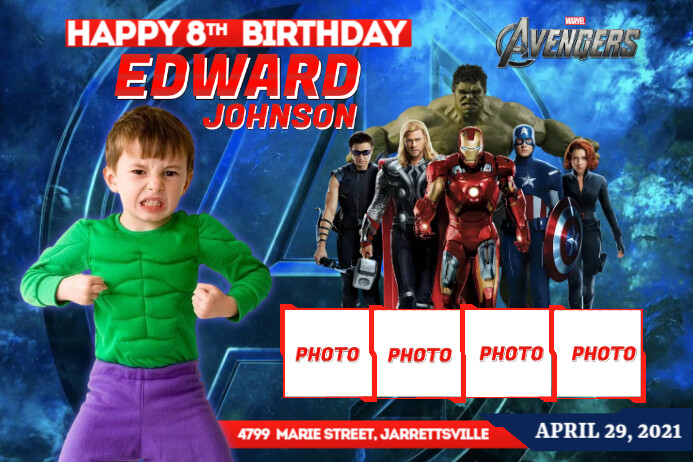avenger-s-birthday-template-postermywall for Avengers Happy Birthday Banner Free Printable Avenger's Birthday Template | PosterMyWall for Avengers Happy Birthday Banner Free Printable