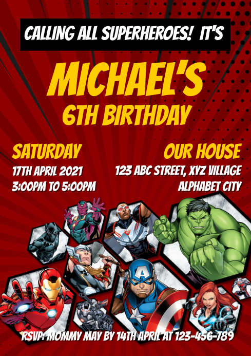 Modele Avengers Anniversaire Invitation Postermywall Modele Avengers Anniversaire Invitation Postermywall
