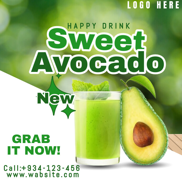 Avacado Posts Copy of Avocado Juice Flyers Template Instagram Post | PosterMyWall