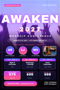 Purple Worship Conference Poster Template