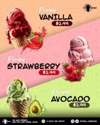Rosa Ice Cream Flavors Instagram Portrait Template