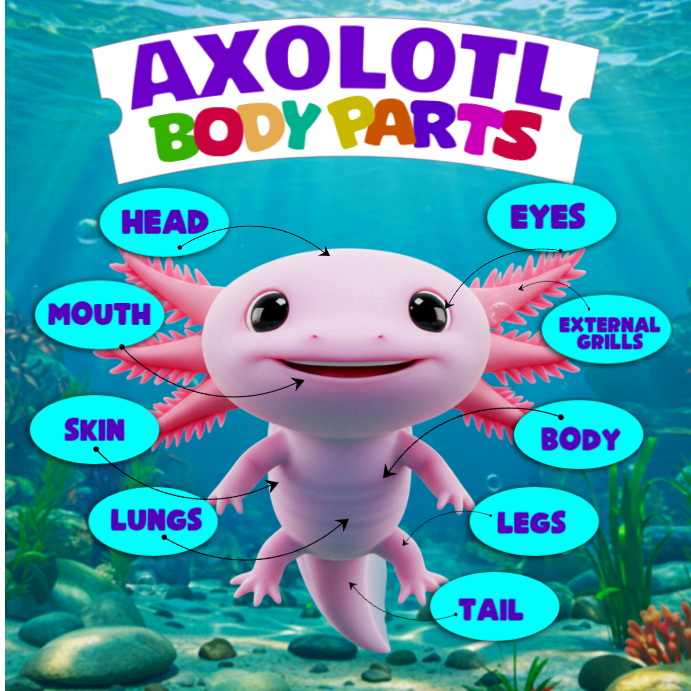 Axolotl Body Parts Learning Chart Instagram-bericht template