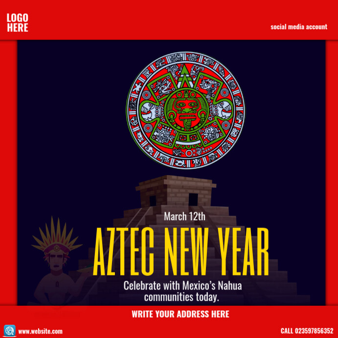 aztec new year Publicação no Instagram template