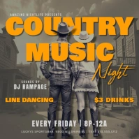 b&w contrast orange country music night instagram post flyer template