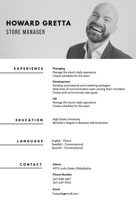 B Amp W Professional Marketer Cv Resume Template Postermywall
