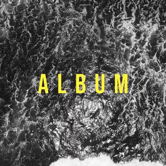 b&w waves shore album cover video template