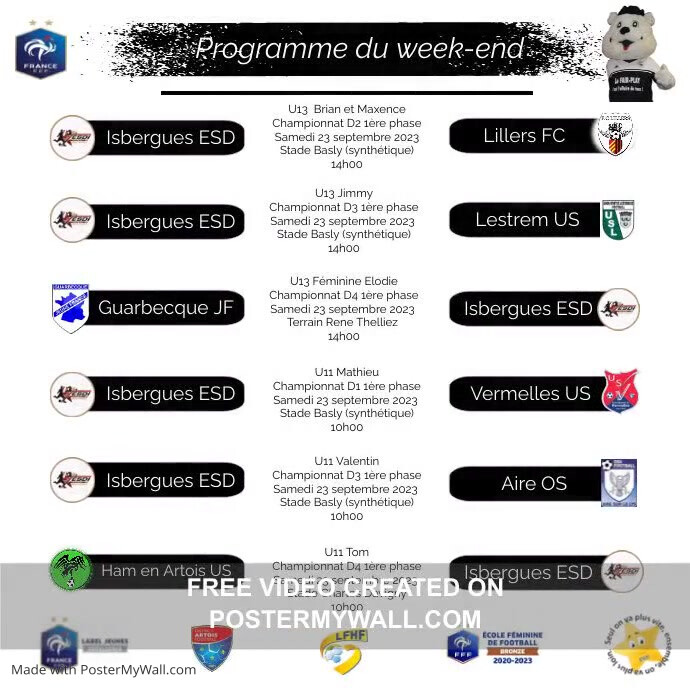 Affiches matches du week-end foot à 8 | PosterMyWall