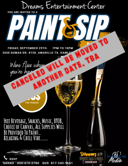 Paint & sip party flyer PosterMyWall