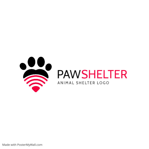 black and red paw heart icon logo template de