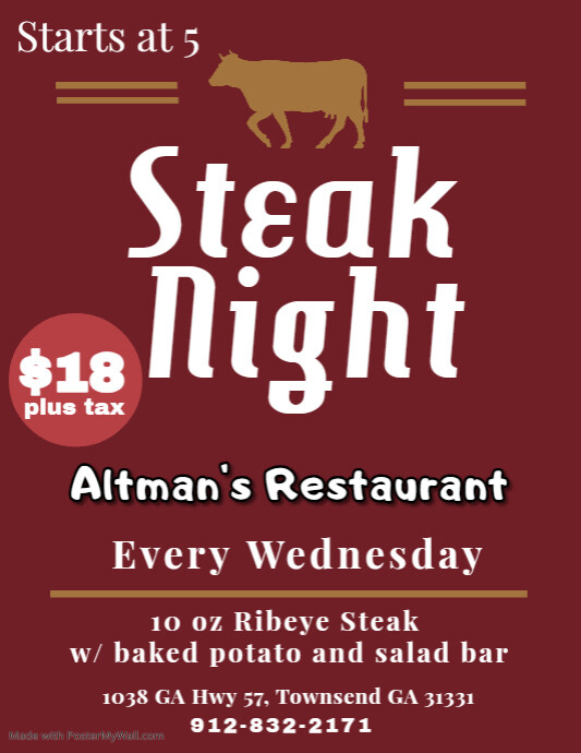 steak night flyer advertisement PosterMyWall