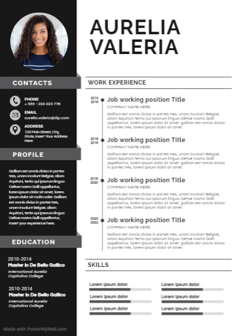 modern elegant minimal black and white resume
