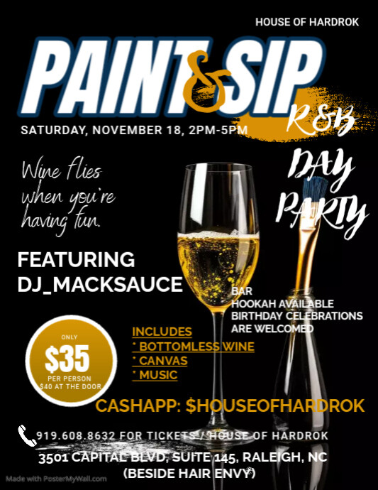 Paint & sip party flyer PosterMyWall