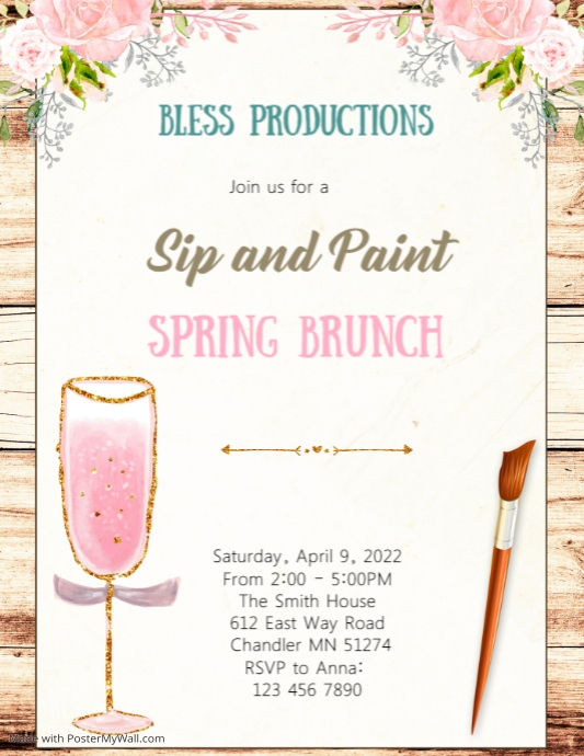 Copy of Sip and paint bridal shower invitation PosterMyWall