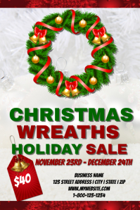 Christmas wreath fundraiser flyer holiday school church pto Christmas wreath Sale Event Templaate Template | PosterMyWall