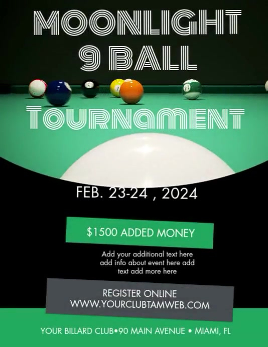 Billard Tournament Modern Video Flyer Templat | PosterMyWall