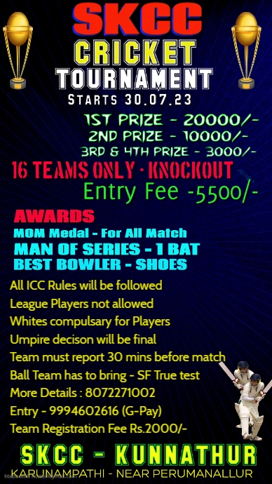 Copy of Cricket Flyer Poster for tournaments | PosterMyWall