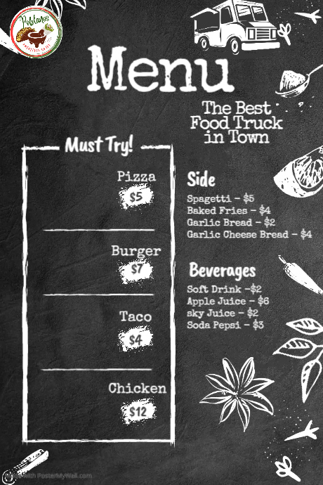 Copy of Food truck menu poster flyer | PosterMyWall