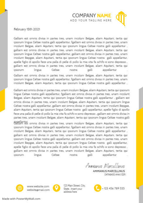 modern corporate yellow and grey letterhead t