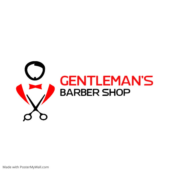red and black barber shop logo