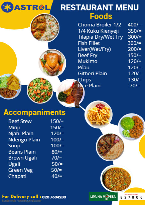 ASTROL MENU Food Menu 3 | PosterMyWall