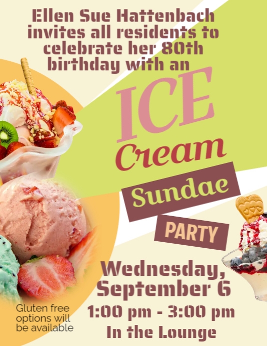 Ice Cream Sundae Party Flyer template