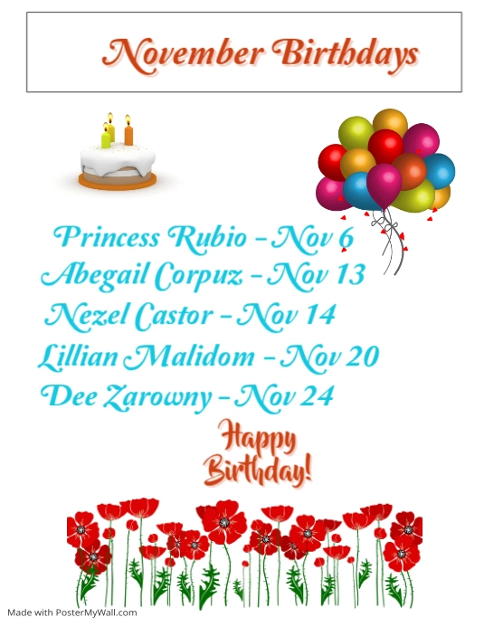 November Calendar Flyer (US Letter) template