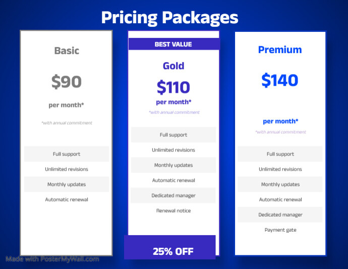 Copy of Corporate Pricing List Packages Flyer Design | PosterMyWall