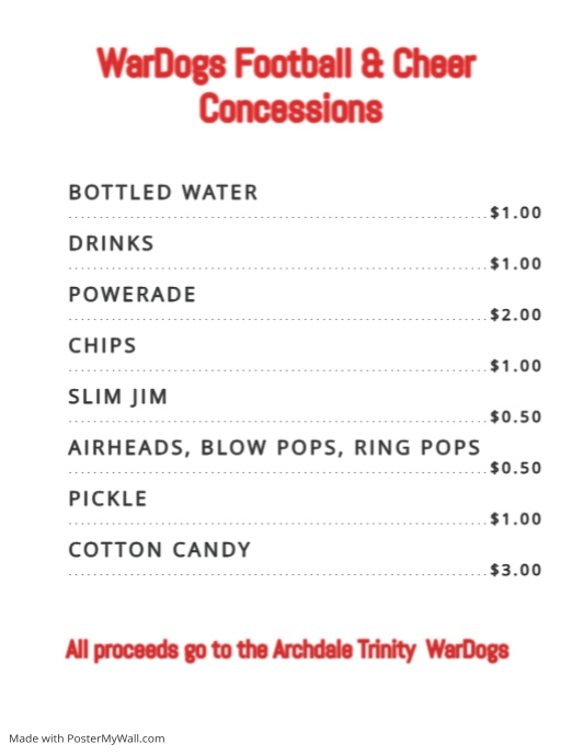 Copy of Concession Menu Football PosterMyWall