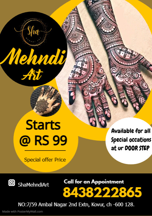 Henna artist flyer template | PosterMyWall