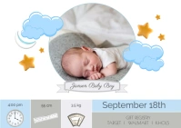 baby announcement, shower, birthday, party, baptism, bautismo Postkarte template