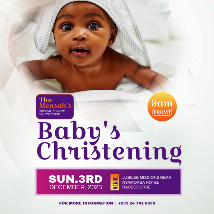 Baby Announcement, Naming Ceremony Flyer Instagram Post template
