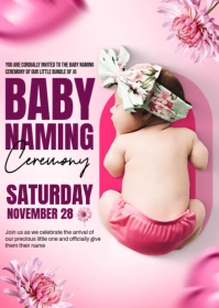 Baby announcement flyer A6 template