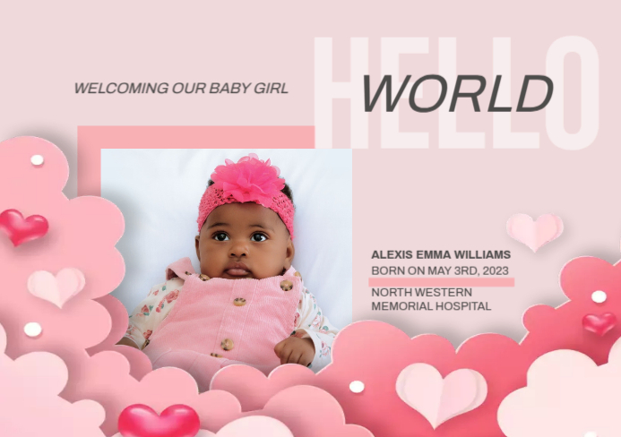 Baby Announcement Template A5