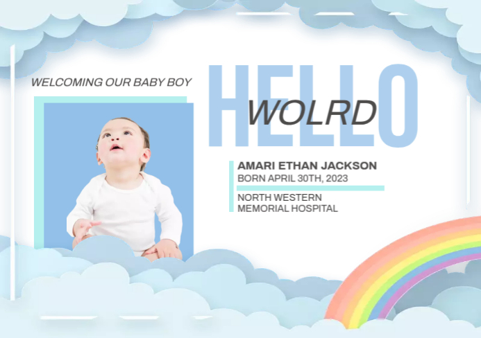 Baby Announcement Template A5