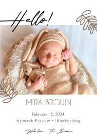 Baby announcement template A6