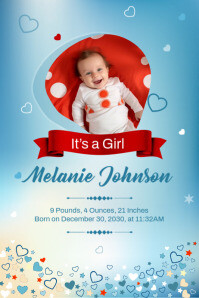 Baby Announcement Template Cartel de 4 × 6 pulg.