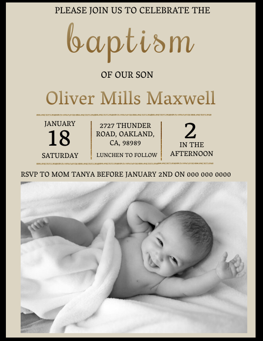 Baby Baptism Invitation Template Postermywall