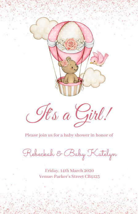Baby Bear It's a Girl Shower Invitation Template | PosterMyWall