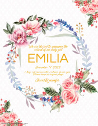 Baby birth announcement Flyer (US Letter) template